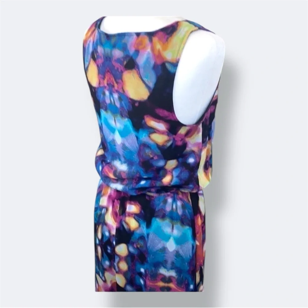 Mossimo Multicolor Tye Dye Summer Sleeveless High Low Floral Abstract Dress